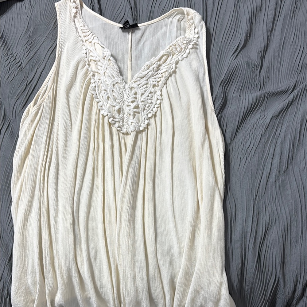 a.n.a Cream Pleated Sleeveless Tank Top